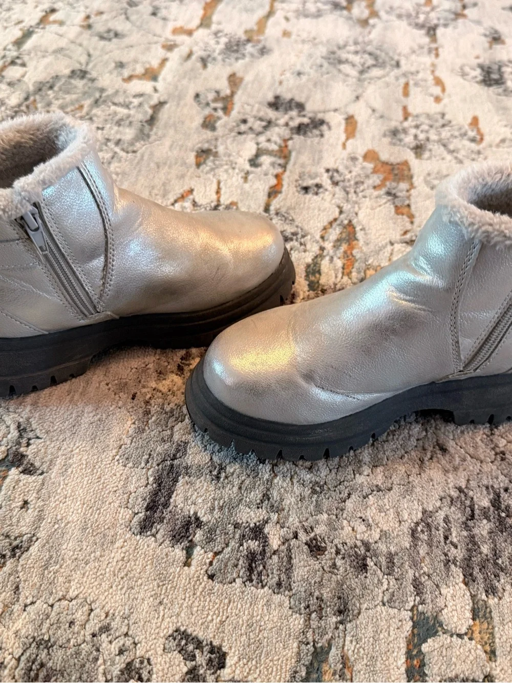 Girls Silver Ankle Boots Size 13